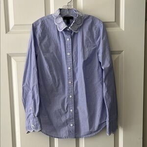 J.Crew Blue Eyelet Collar Women’s Shirt